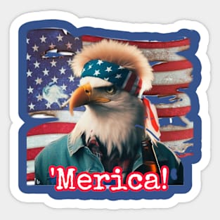 Merican Bald Eagle Sticker